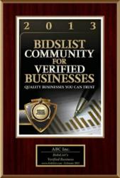 BidsList provides an authentic certificate for each business that passes their verification check. Once approved you have the option to purchase a customization plaque to showcase your verification from BidsList.